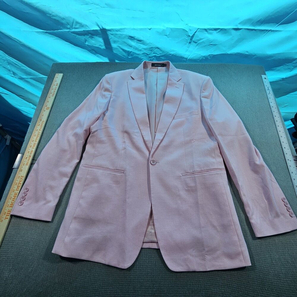 MAGE MALE Pink One-Button Notch Lapel Lined Blazer Jacket Men's XL Wedding Pink.